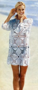 Летняя туника крючком в стиле пэчворк
